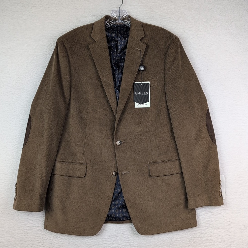 NWT Lauren Ralph Lauren Camel Brown 44 Short Blazer Jacket Ledger ULTRA FLEX